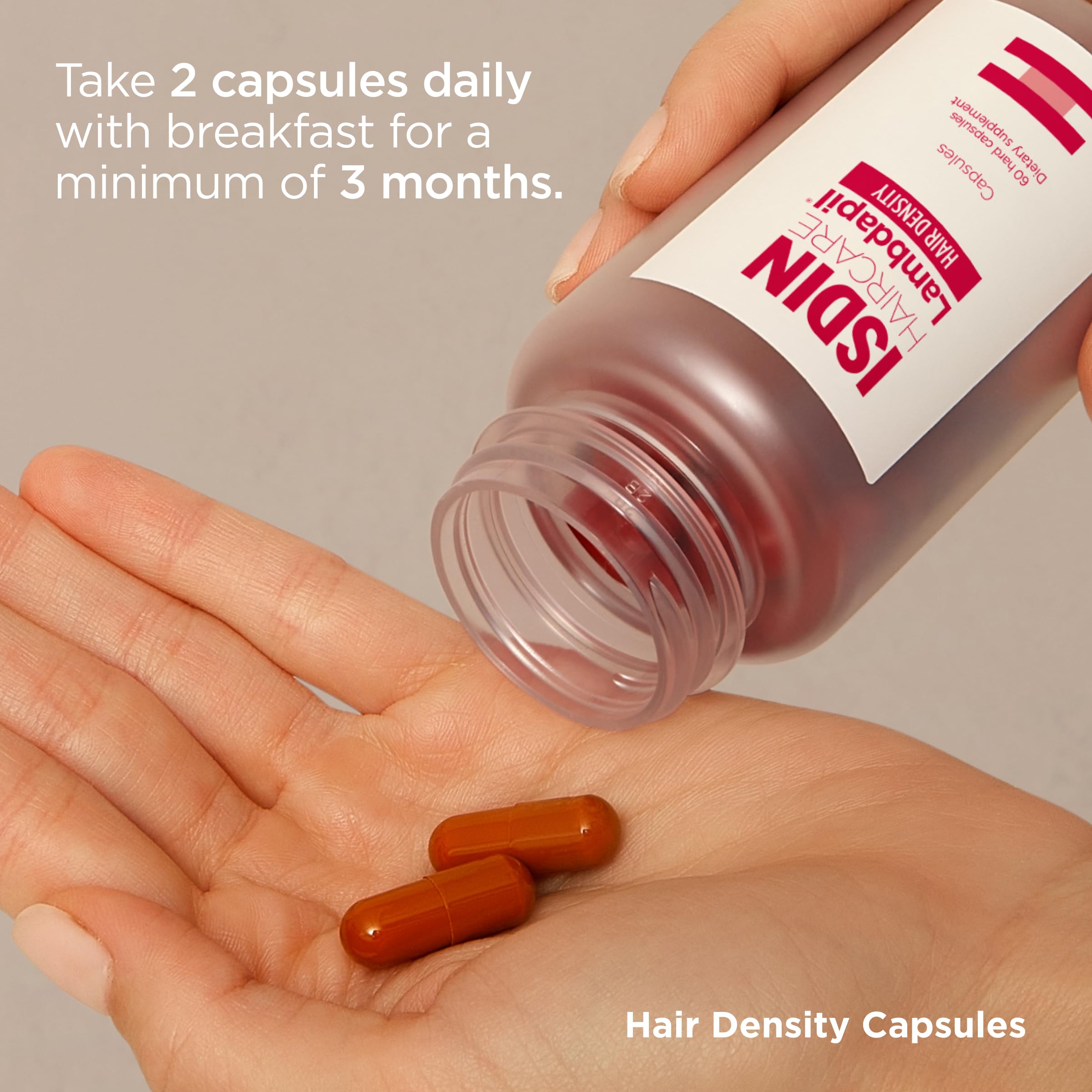 ISDIN Lambdapil capsules daily-use illustration for thicker looking hair