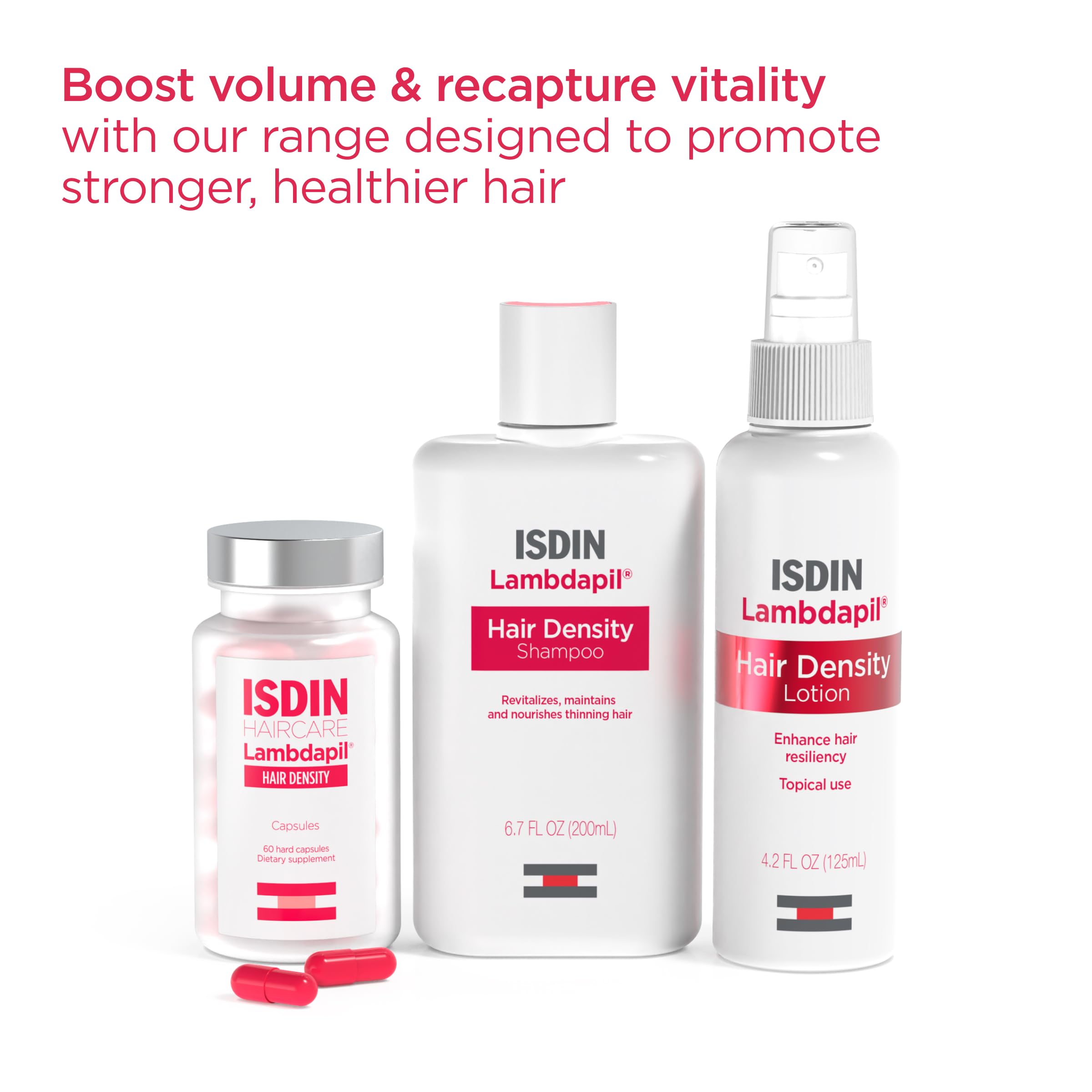 ISDIN Lambdapil capsules hair density visual highlighting potential benefits