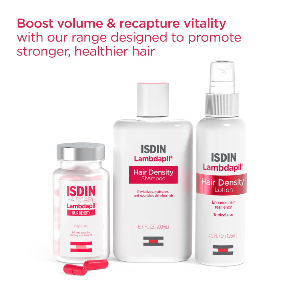 ISDIN Lambdapil capsules hair density visual highlighting potential benefits