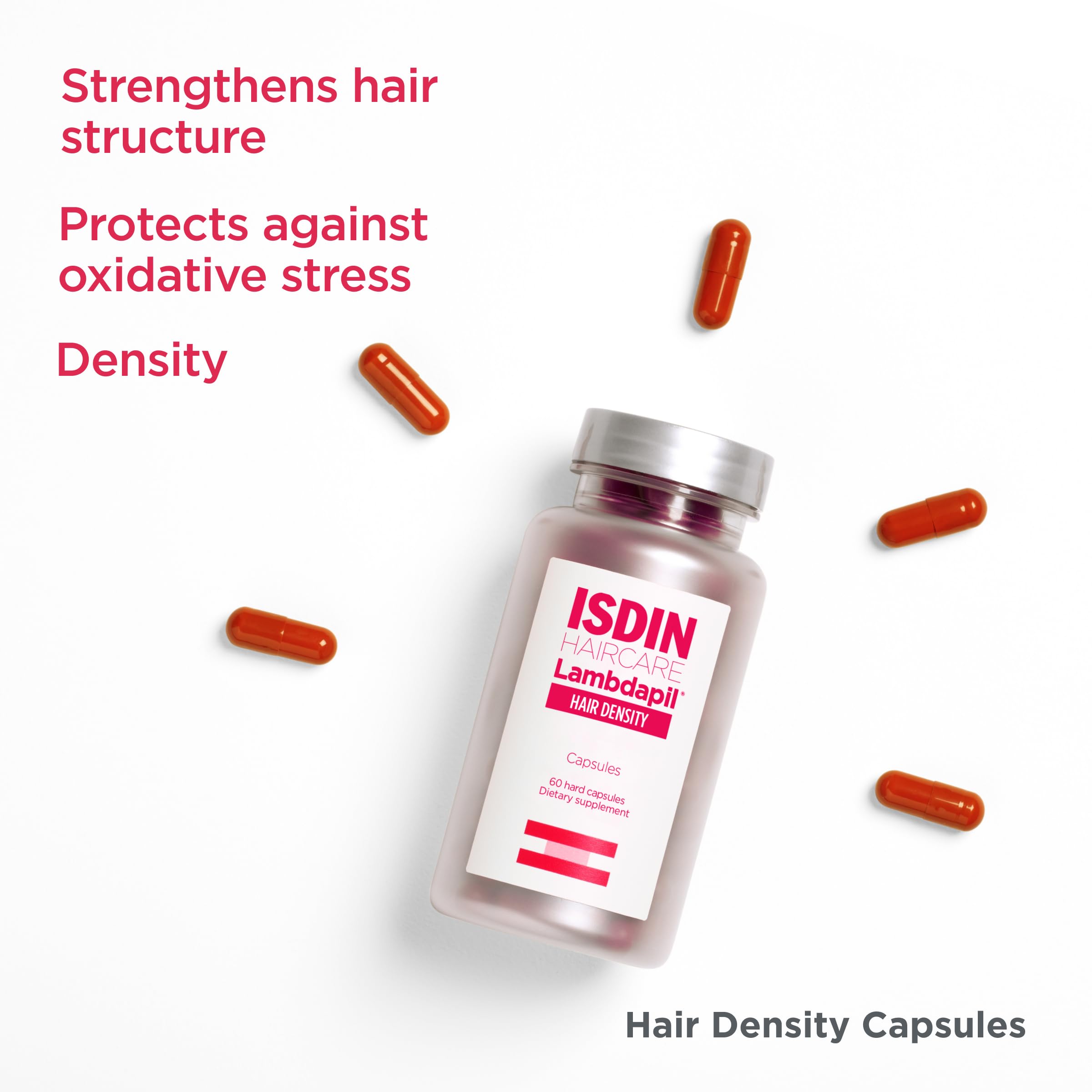 ISDIN Lambdapil capsules label closeup showing gluten-free formulation