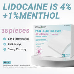 Ishancare lidocaine-menthol patch on neck and shoulders for upper-area relief.