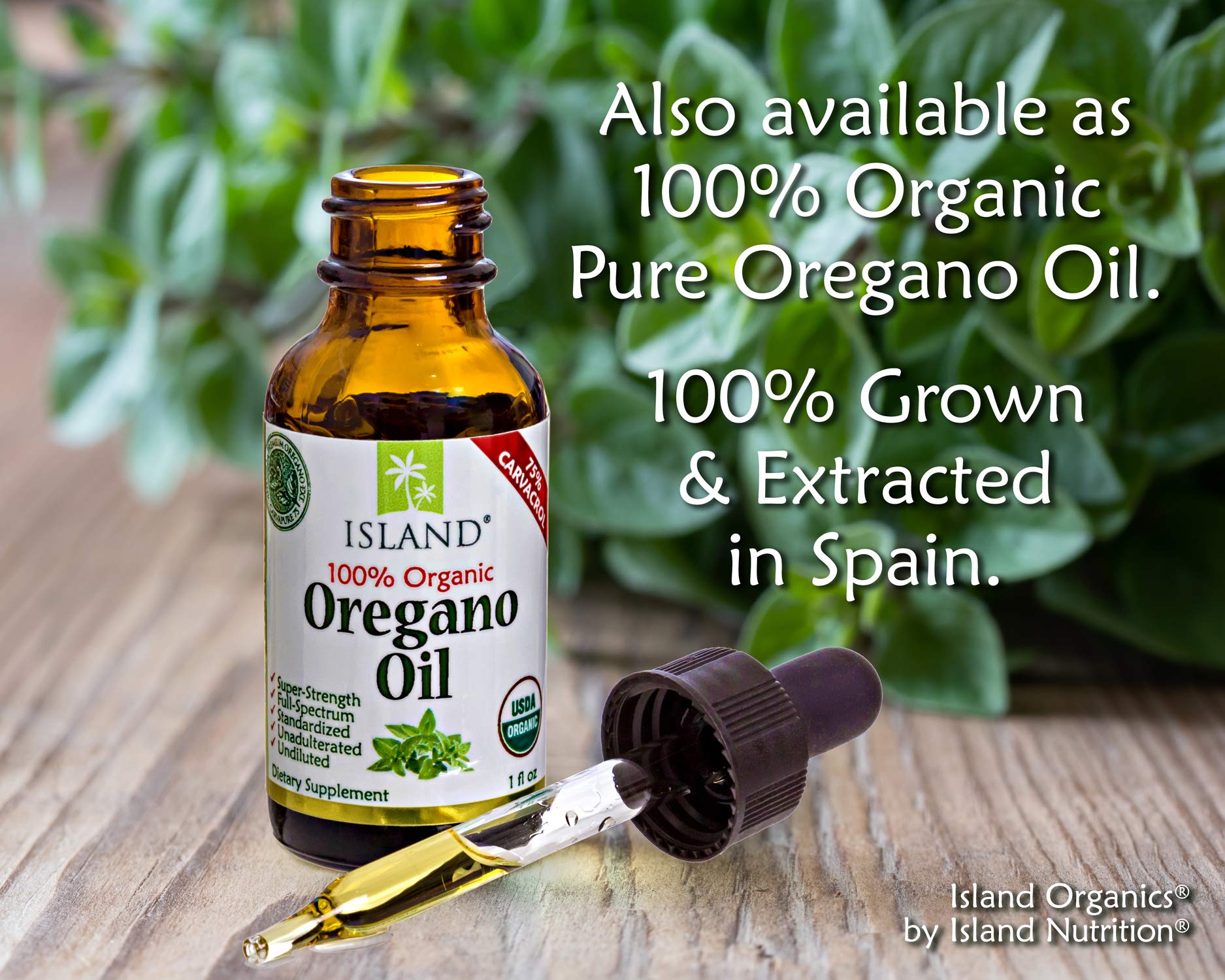 Island Nutrition oregano oil capsules liquid-filled image emphasizes easy swallowing
