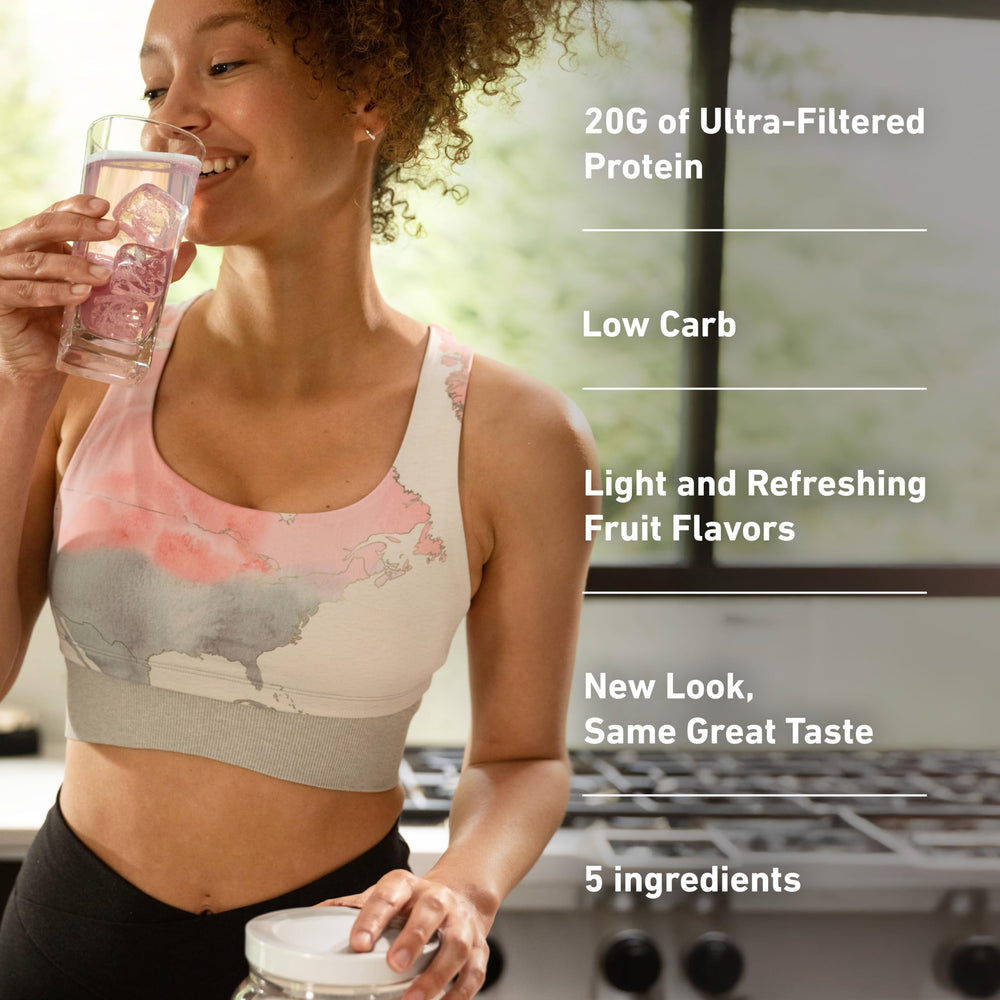 Isopure Clear Whey Isolate on a gym bench, signaling post-workout recovery and easy mixing.