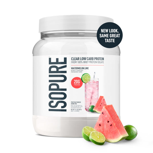 Pouring Isopure Clear Whey Isolate into a glass shows quick mixability
