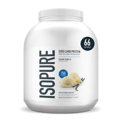 Isopure Creamy Vanilla bottle showing convenient protein source for smoothies and shakes