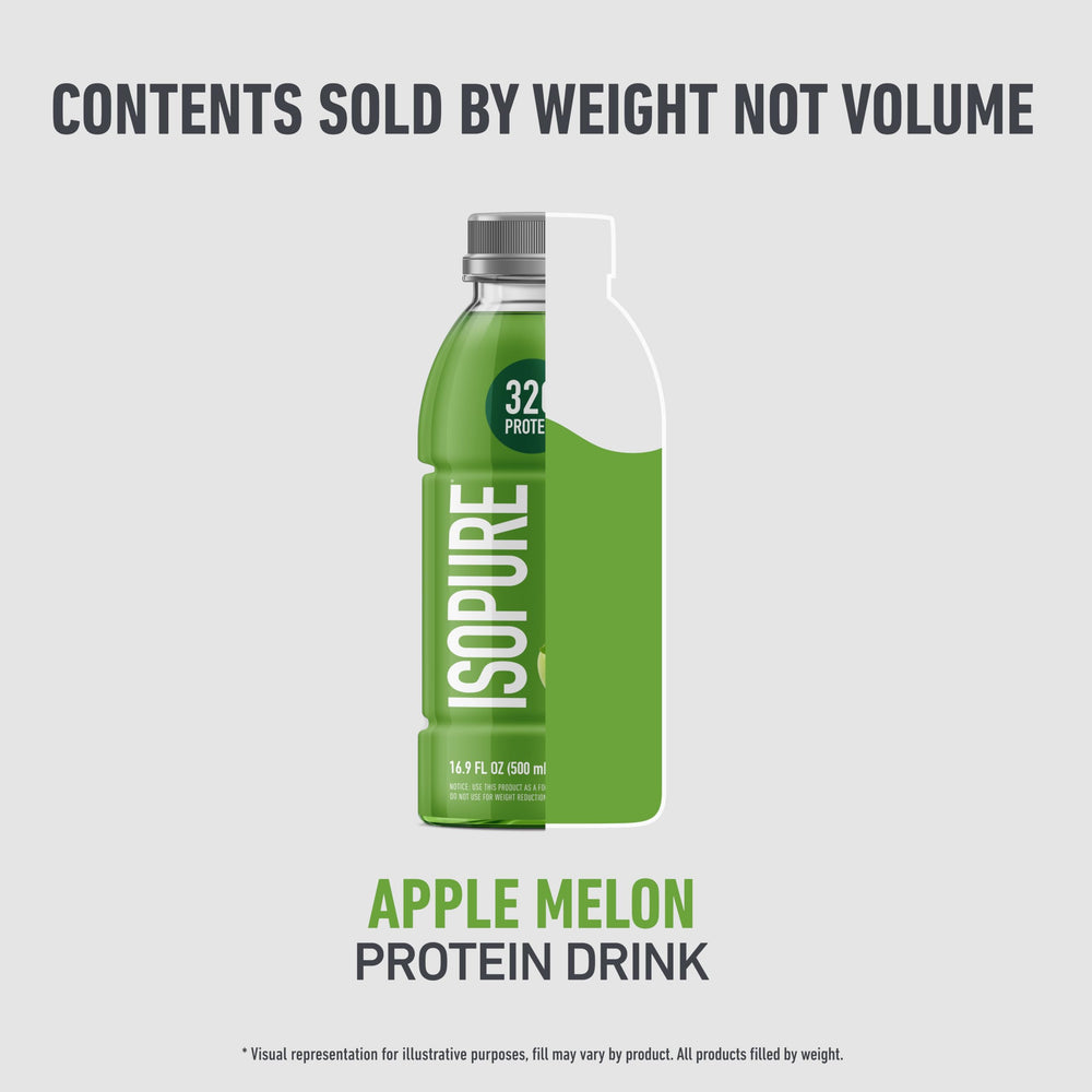 Isopure fruit flavor Apple Melon conveys a refreshing protein option on the go.