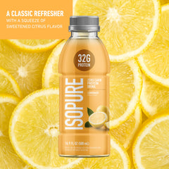 Isopure Lemonade bottle back label close-up with nutrition details
