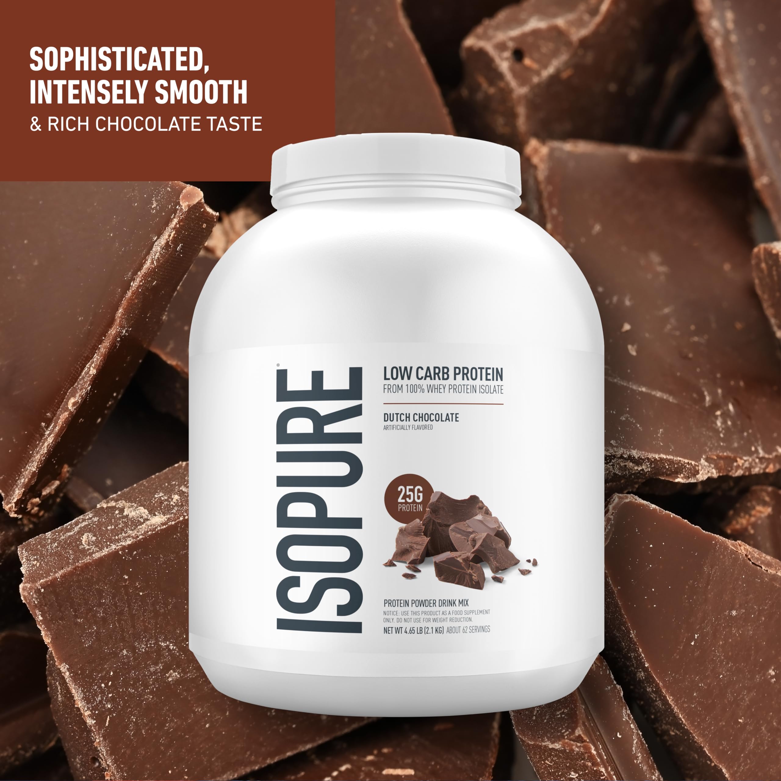 Isopure low-carb whey isolate powder being stirred into shake.