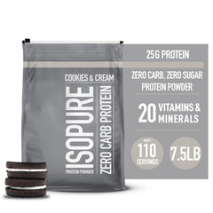 Isopure 7.5 lb bag on display; packaging may vary.