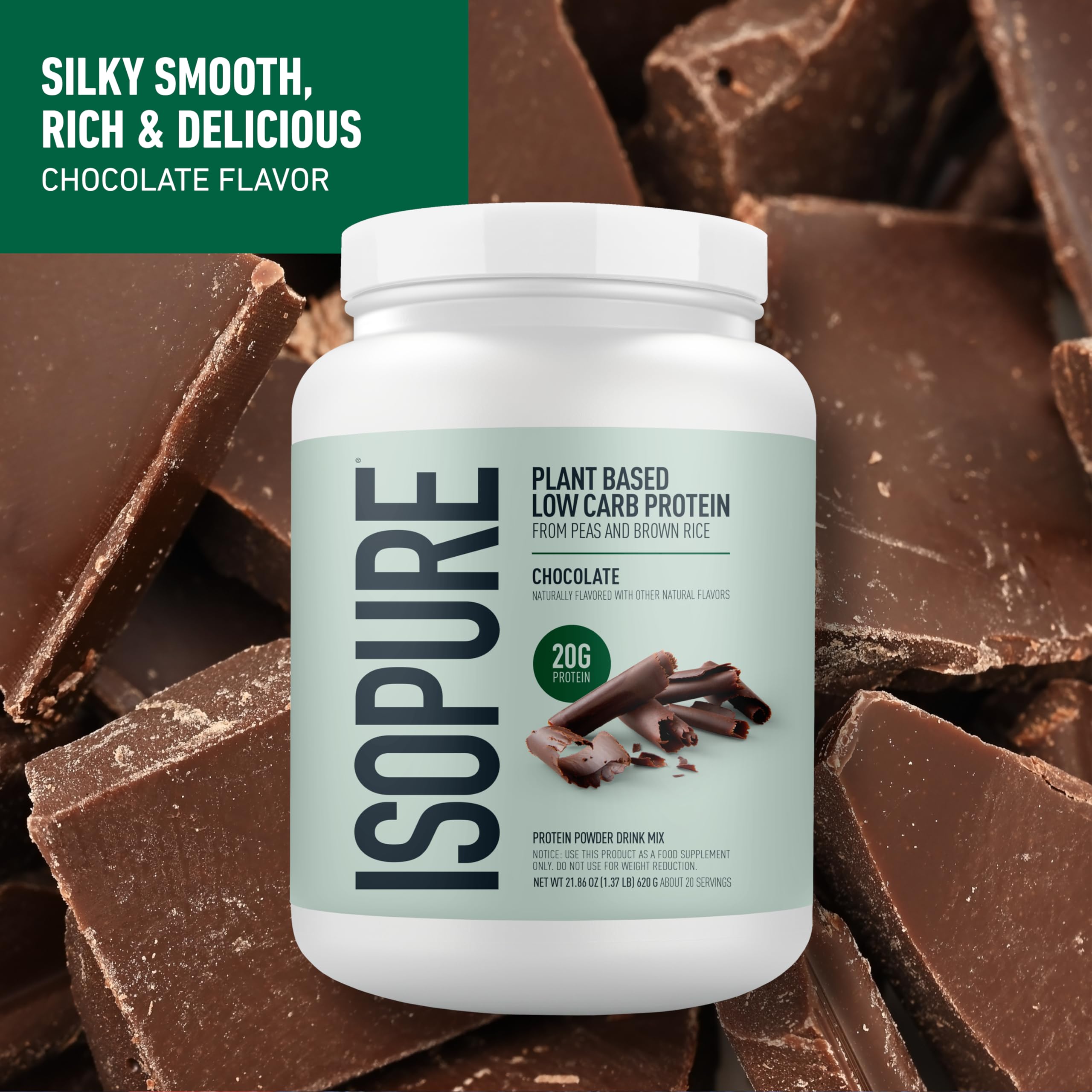 Isopure chocolate protein scoop for easy measurement in shakes