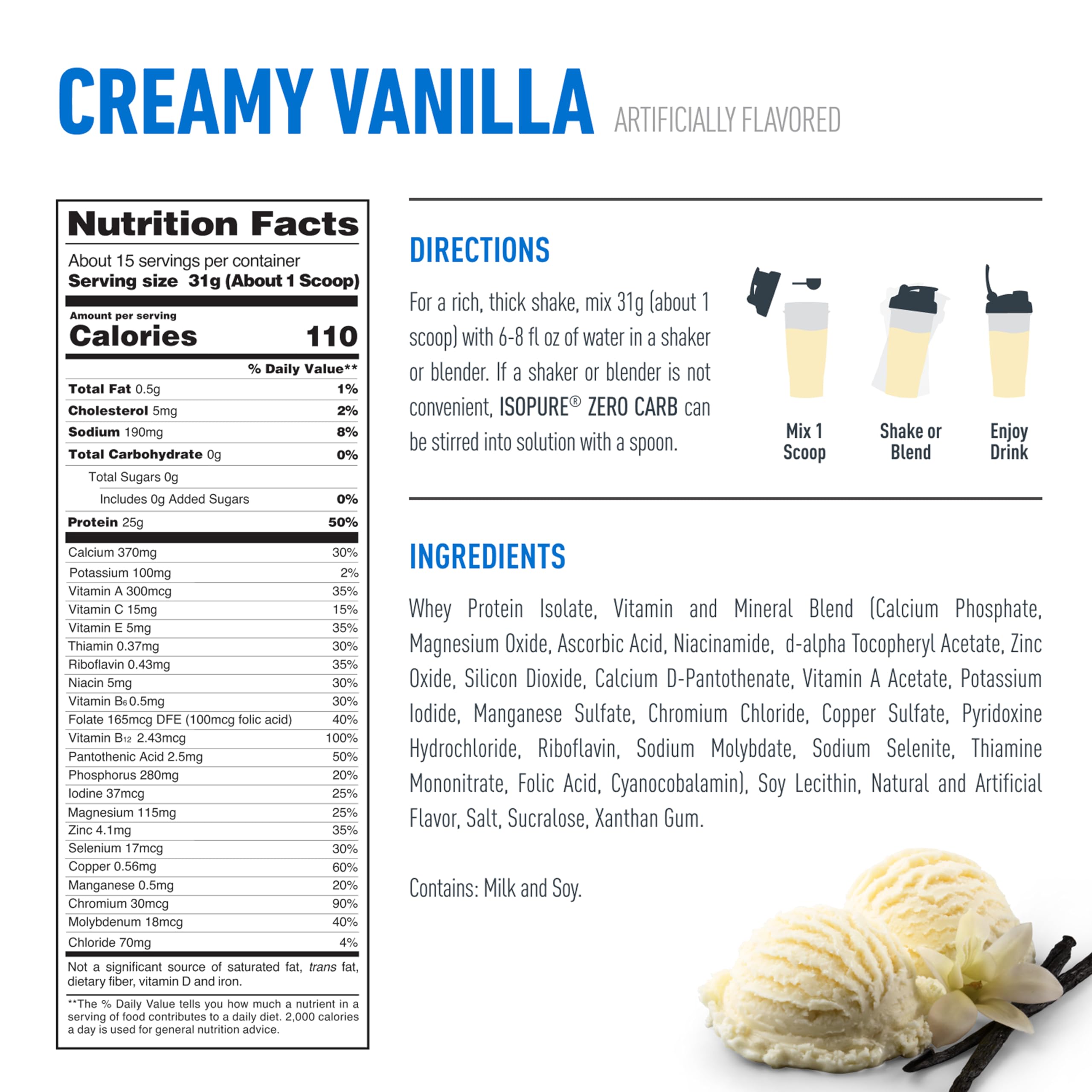 Pouring Isopure Creamy Vanilla into a glass for a smooth shake