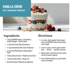 Isopure Protein + Gut Health Vanilla Creme prebiotic scoop illustrating digestive wellness support