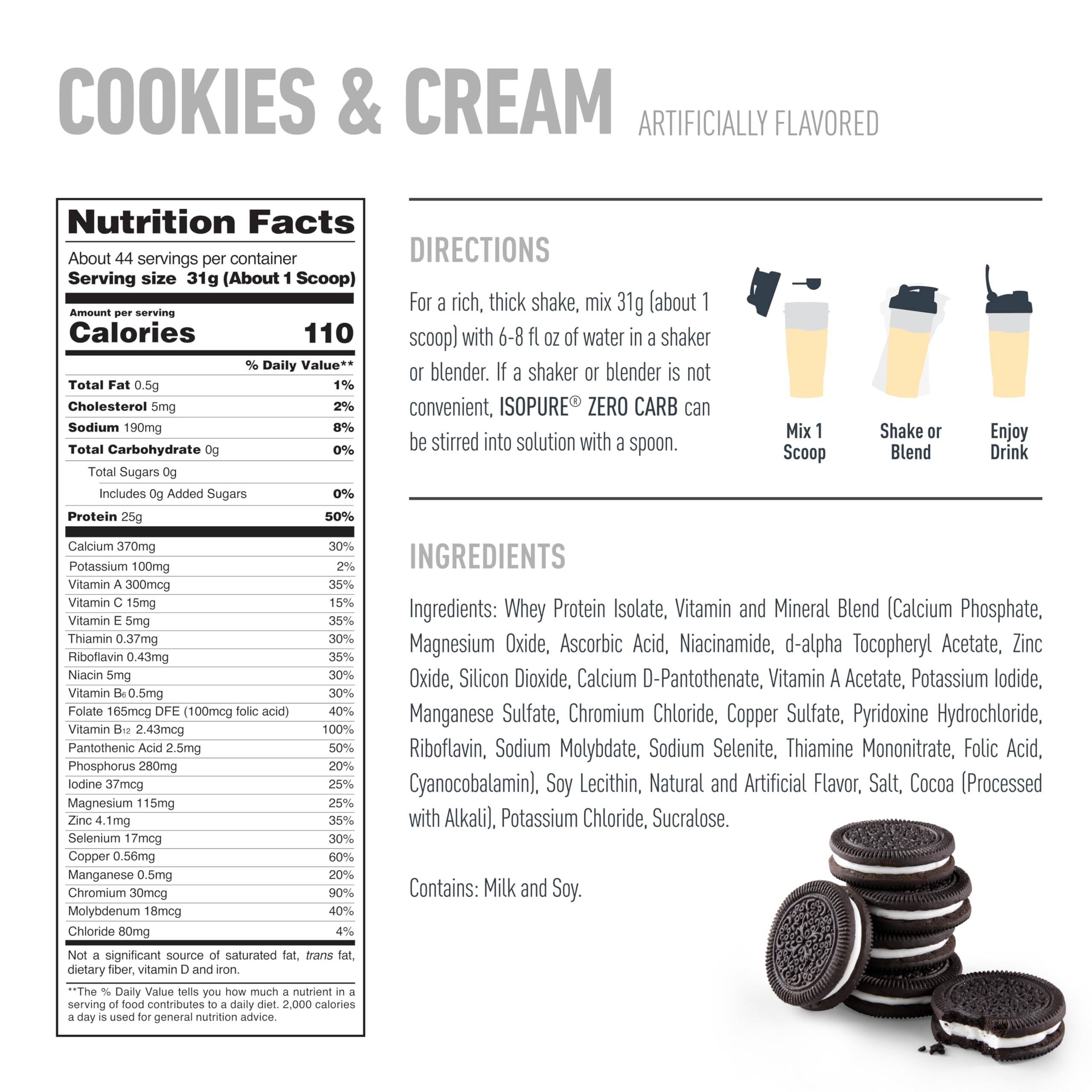 Isopure shake in glass showing creamy texture and flavor.