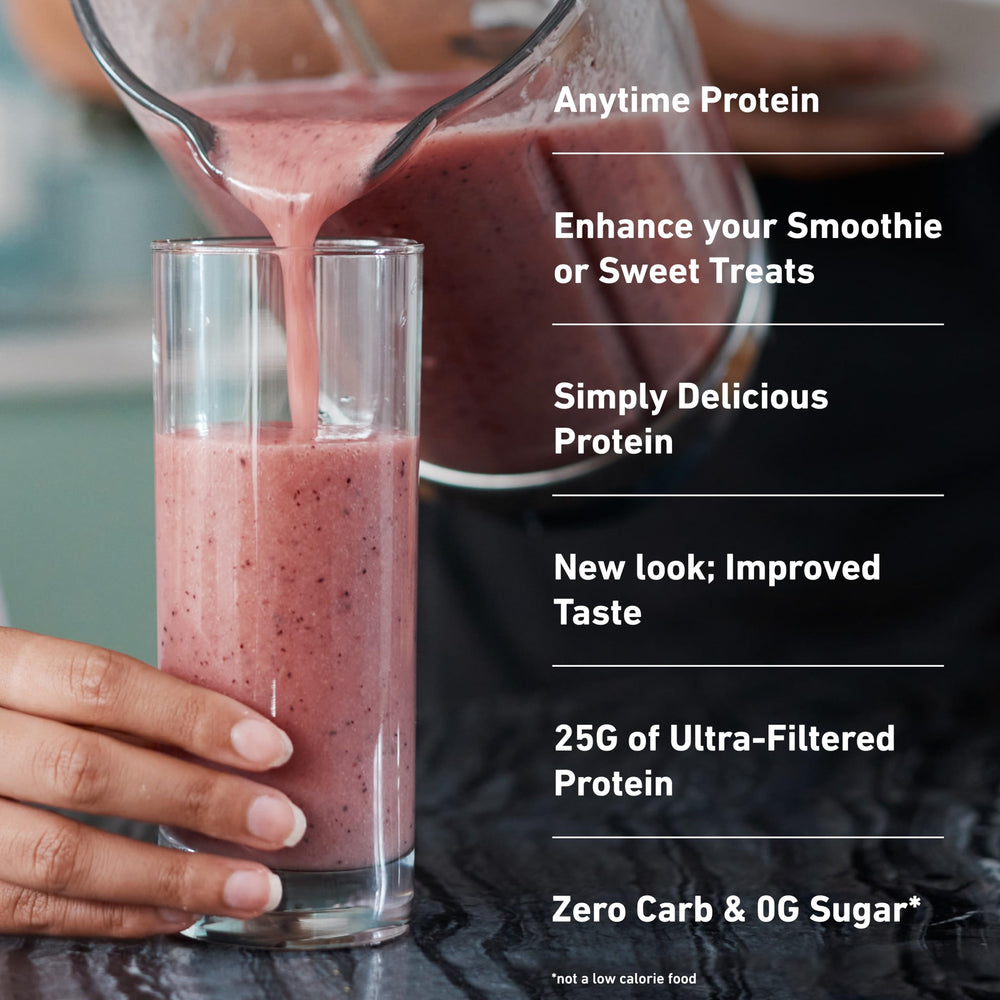 Isopure Strawberries & Cream smoothie image showing protein-powered morning routine