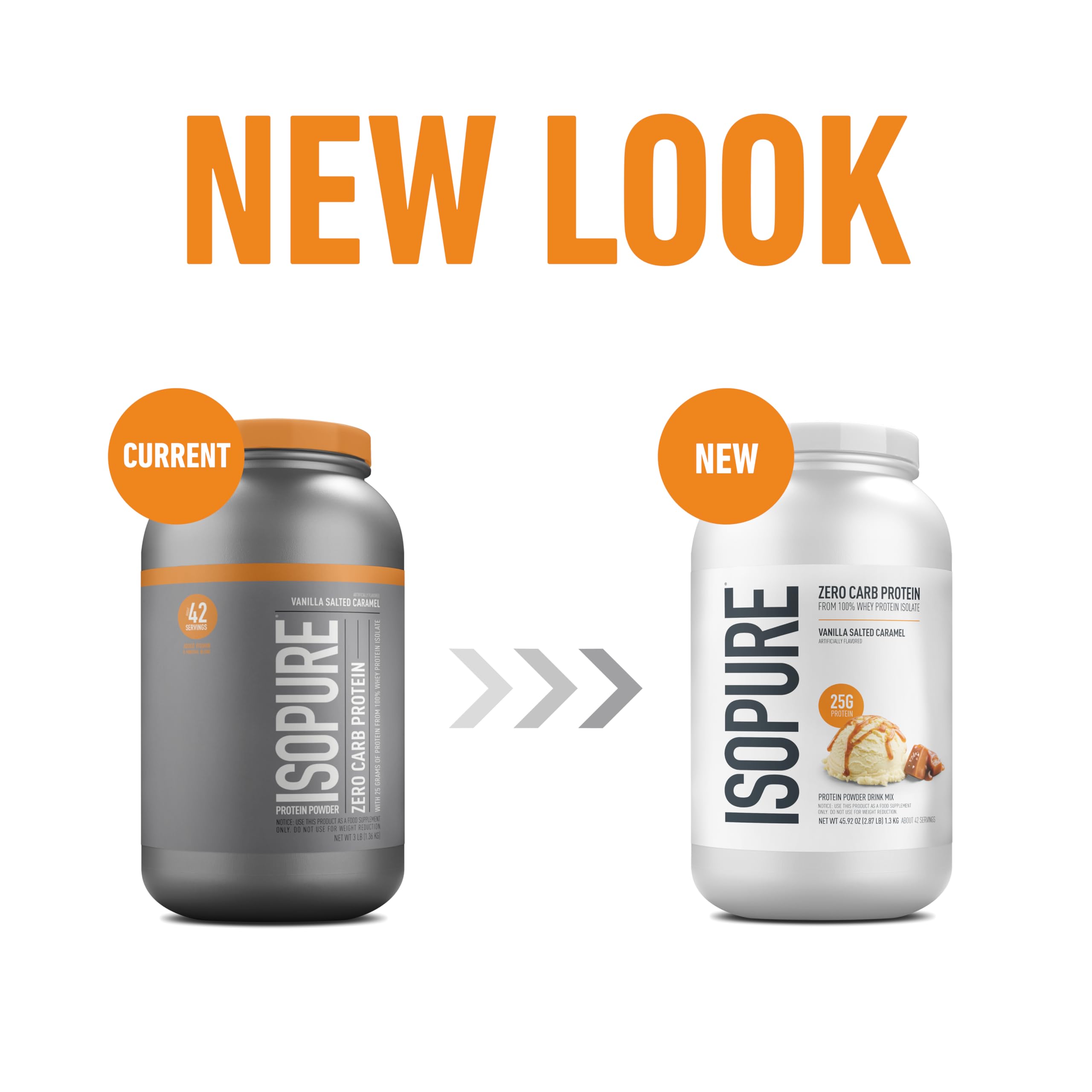 Isopure Vanilla Salted Caramel protein scoop ready for quick shakes.