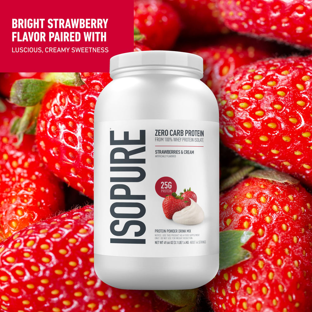 Isopure nutrition facts label highlighting 25g protein and zero sugar