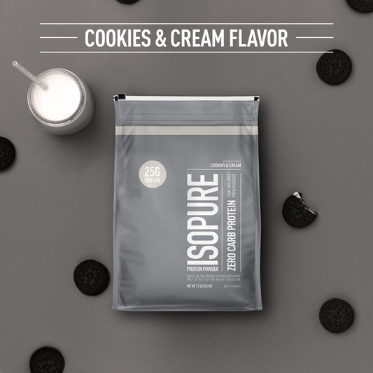 Isopure whey isolate powder scoop showcasing high-purity protein.