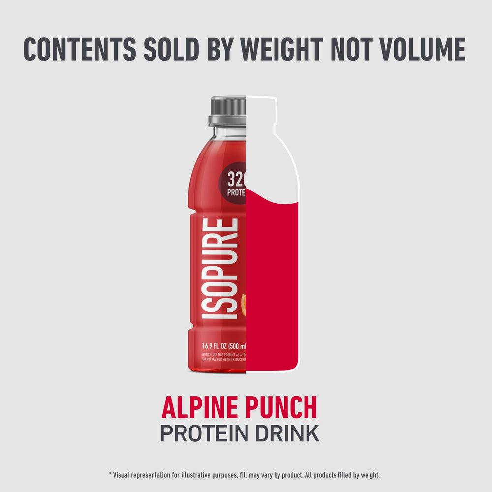 Isopure Alpine Punch 12-pack packaging for convenient daily protein