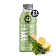 Isopure Zero Carb 32g bottle highlighting refreshing protein drink