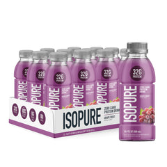 Isopure Zero Carb 32g bottle front label visible for keto-friendly protein