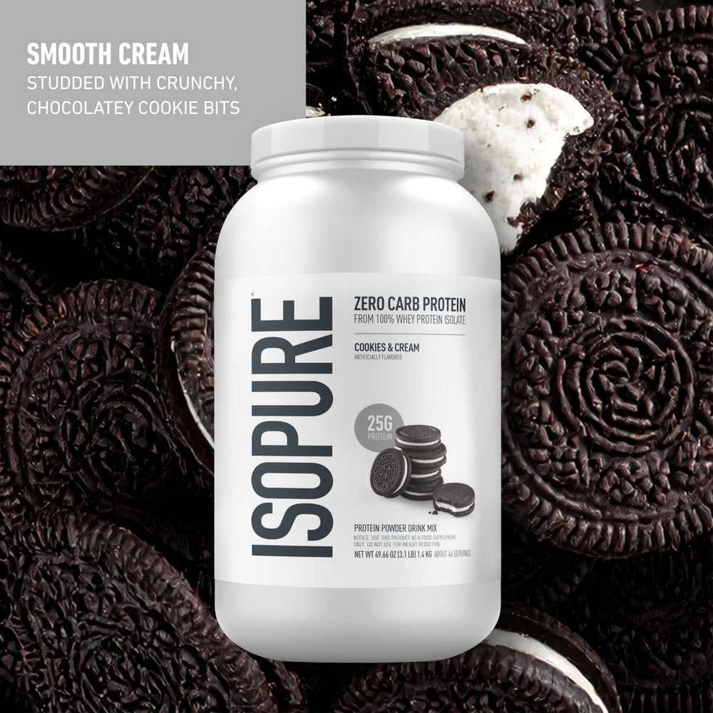 Isopure zero carb label highlighting a low-carb option.