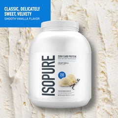 Isopure zero-carb protein powder container for keto-friendly shakes