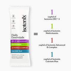 Isotonix Daily Essentials bottle beside the box, convenient daily supplement routine.