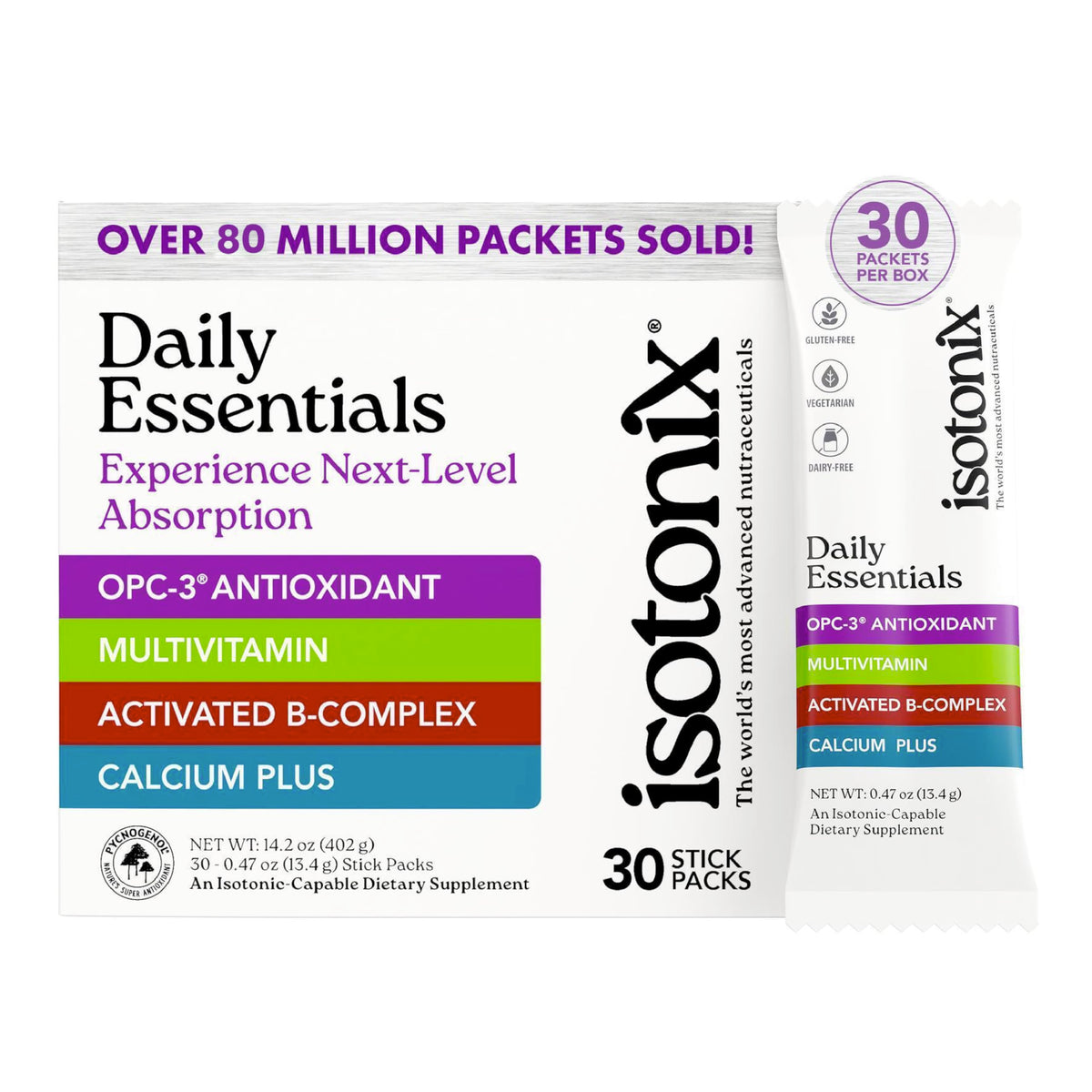 Isotonix Daily Essentials box with packets for easy daily nutrition on the go.