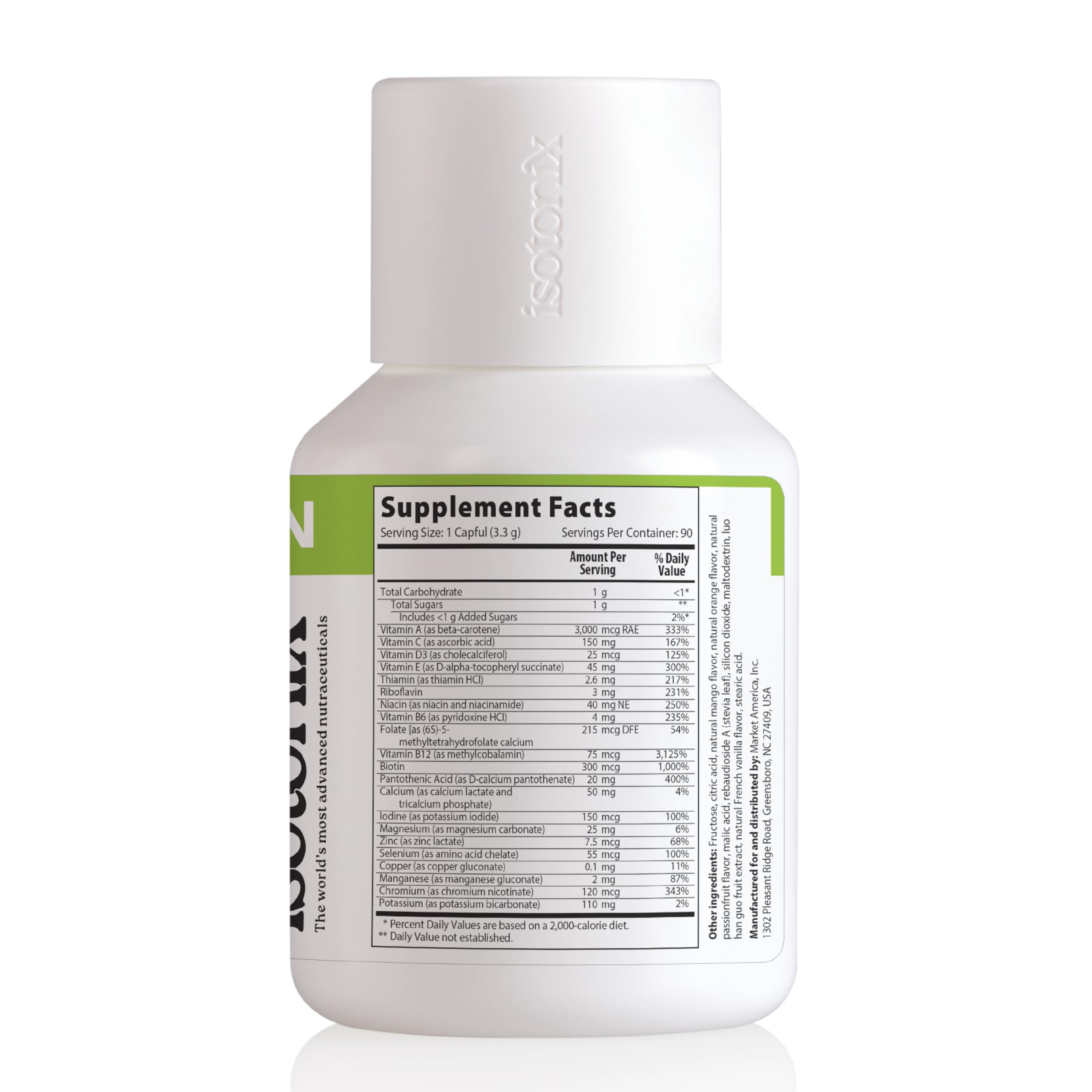 Isotonix natural fruit flavor powder mixed in glass offers pleasant-tasting daily wellness ritual.