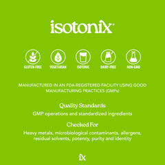 Isotonix bone and muscle support ingredients infographic shows vitamin D3, calcium and magnesium.