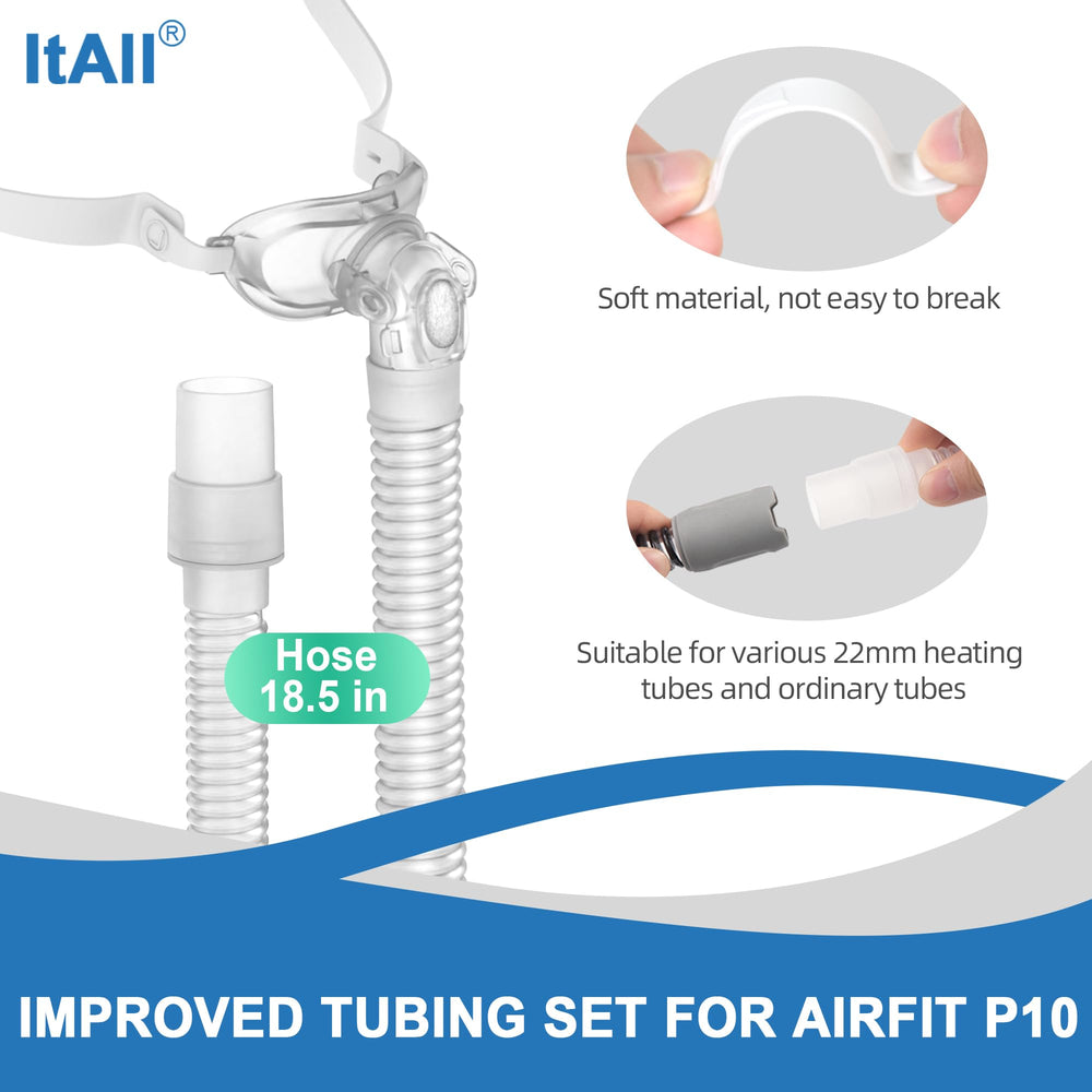 ItAll Airfit P10 frame and tube assembly showing improved swivel design to reduce leaks.