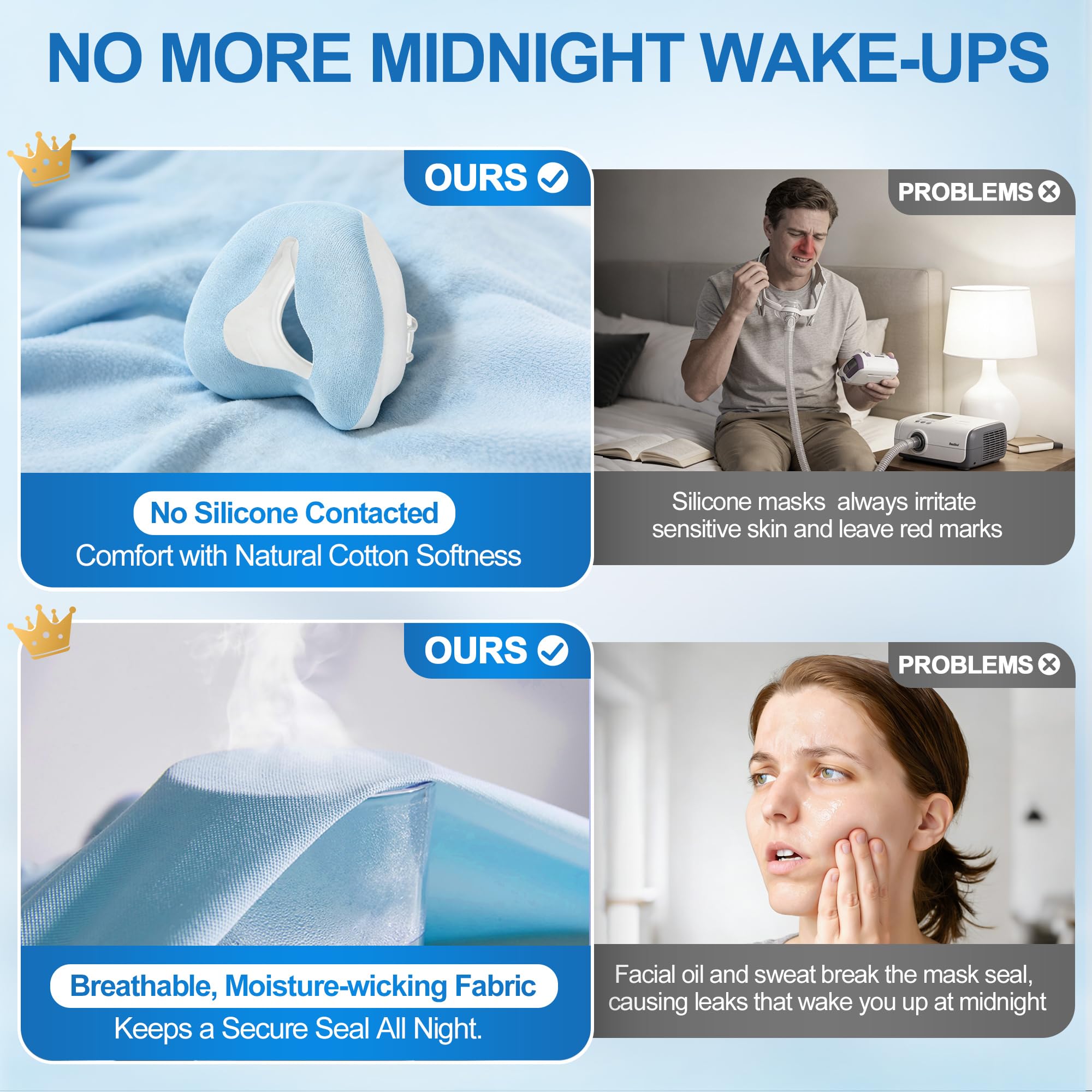 ItAll N20 cushion with no direct silicone contact for skin-friendly sealing.