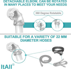 ItAll swivel elbow connector for Airfit F30 enables flexible motion and reduced tangling.