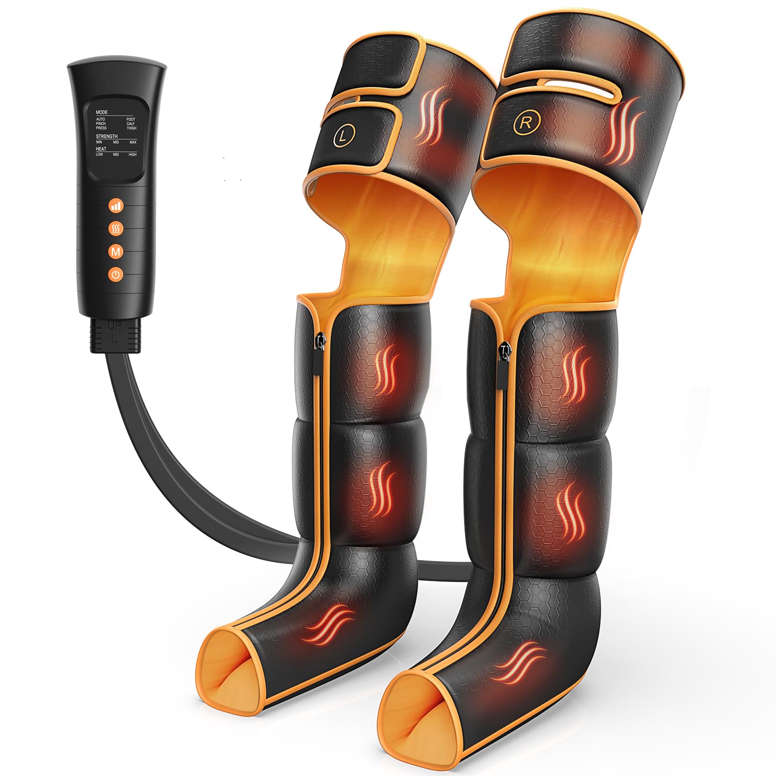 ITCPRL leg massager with heat therapy relaxes tired feet and calves on the couch.