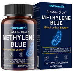 Itharoventis Methylene Blue Capsules bottle front view with clean labeling for daily use.