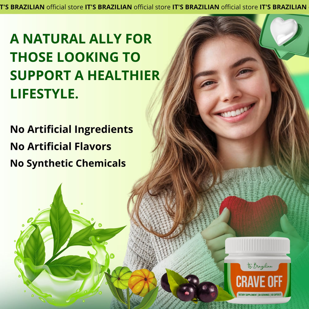 IT'S BRAZILIAN Crave-Off ingredients close-up featuring acai and fiber sources.