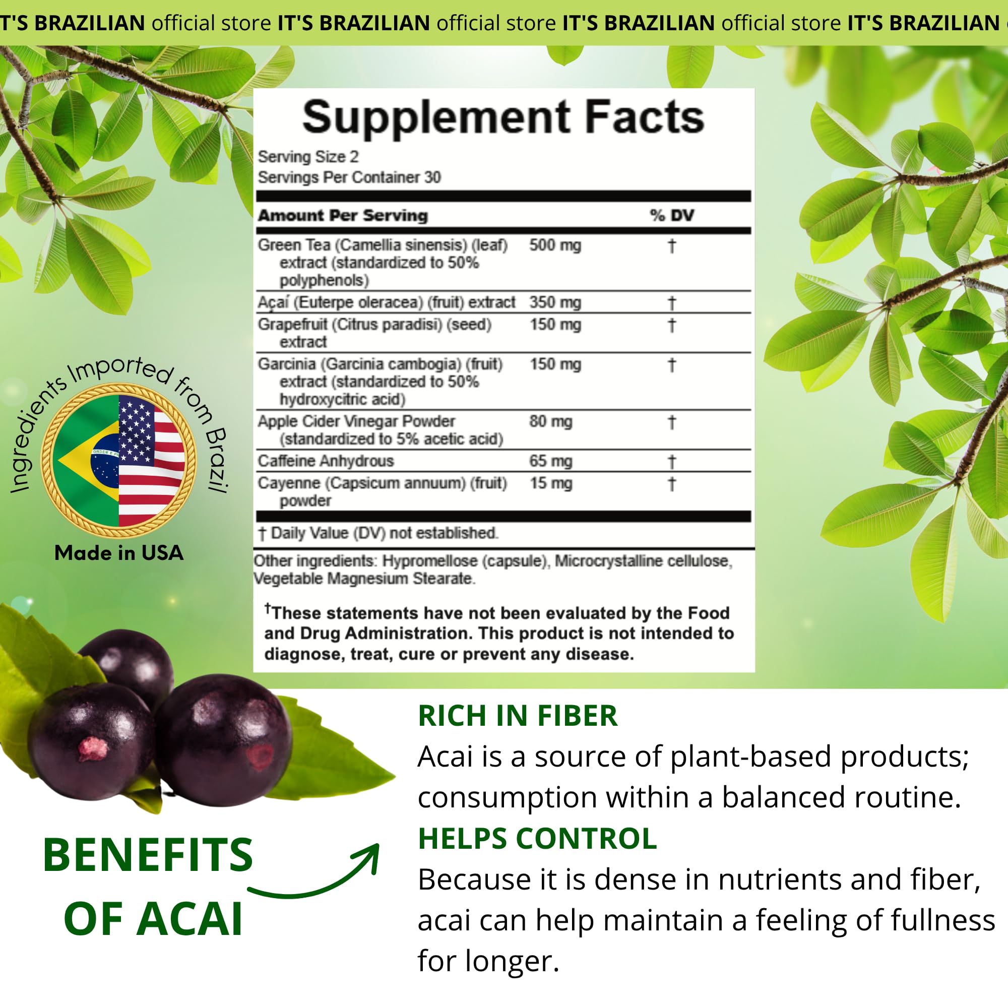 IT'S BRAZILIAN Crave-Off label detail highlights clean formula and non-GMO features.