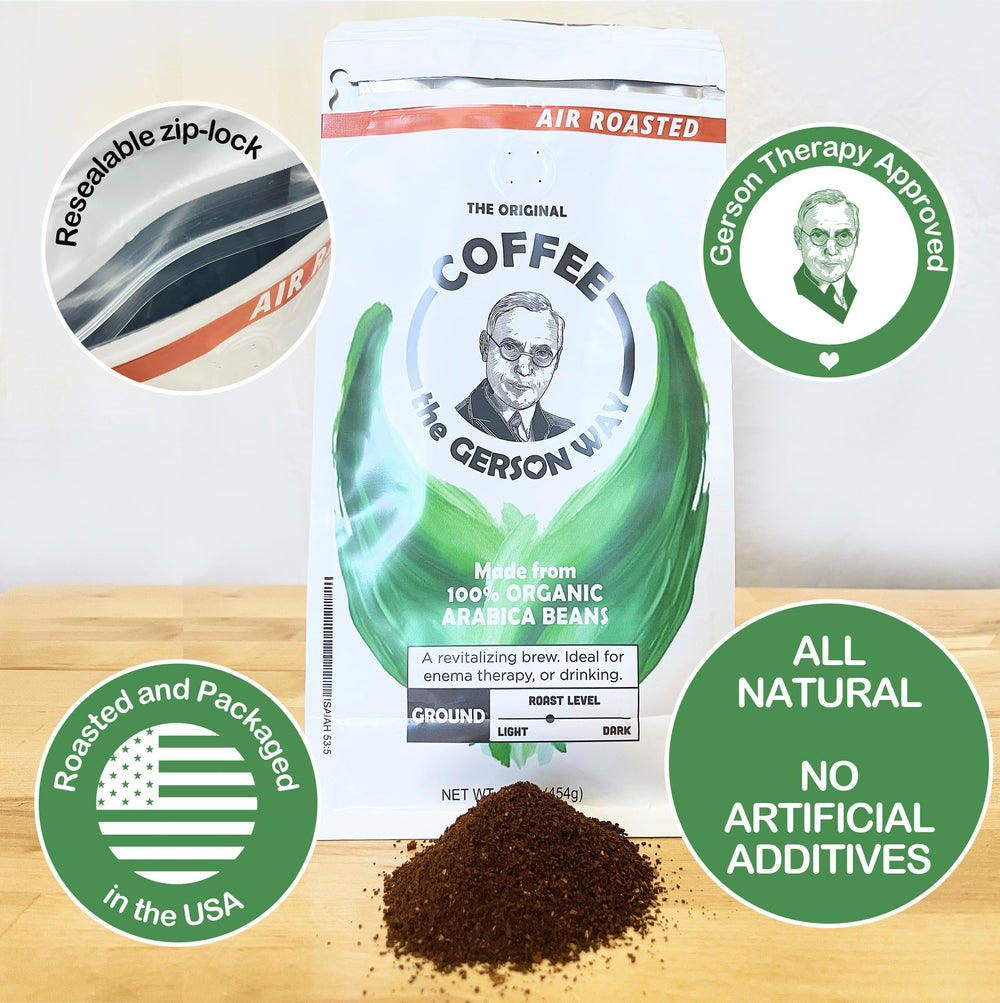 Its Gerson Good coffee ready-to-brew format for quick morning cup.