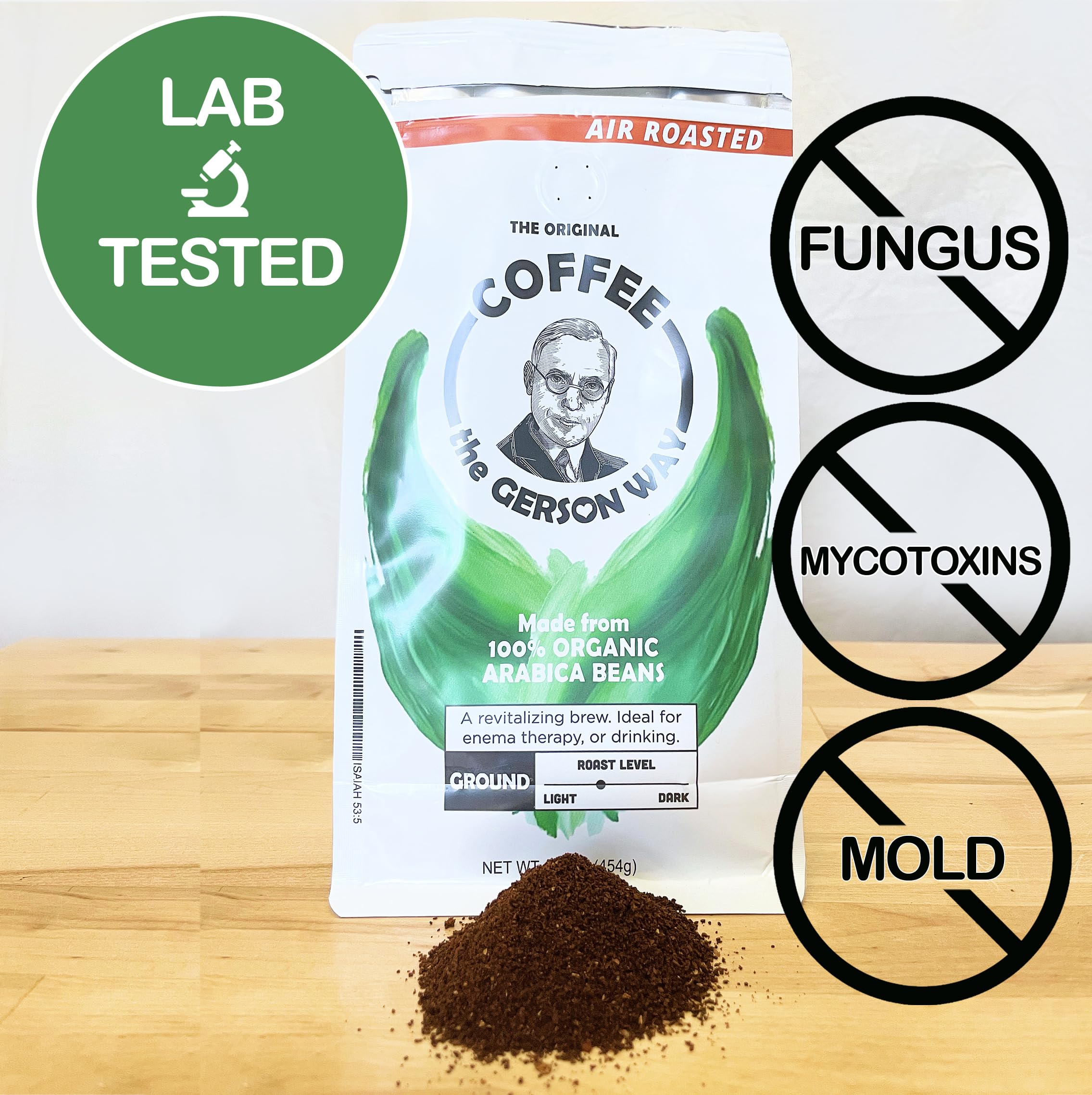 Its Gerson Good coffee resealable packaging preserves freshness and aroma.