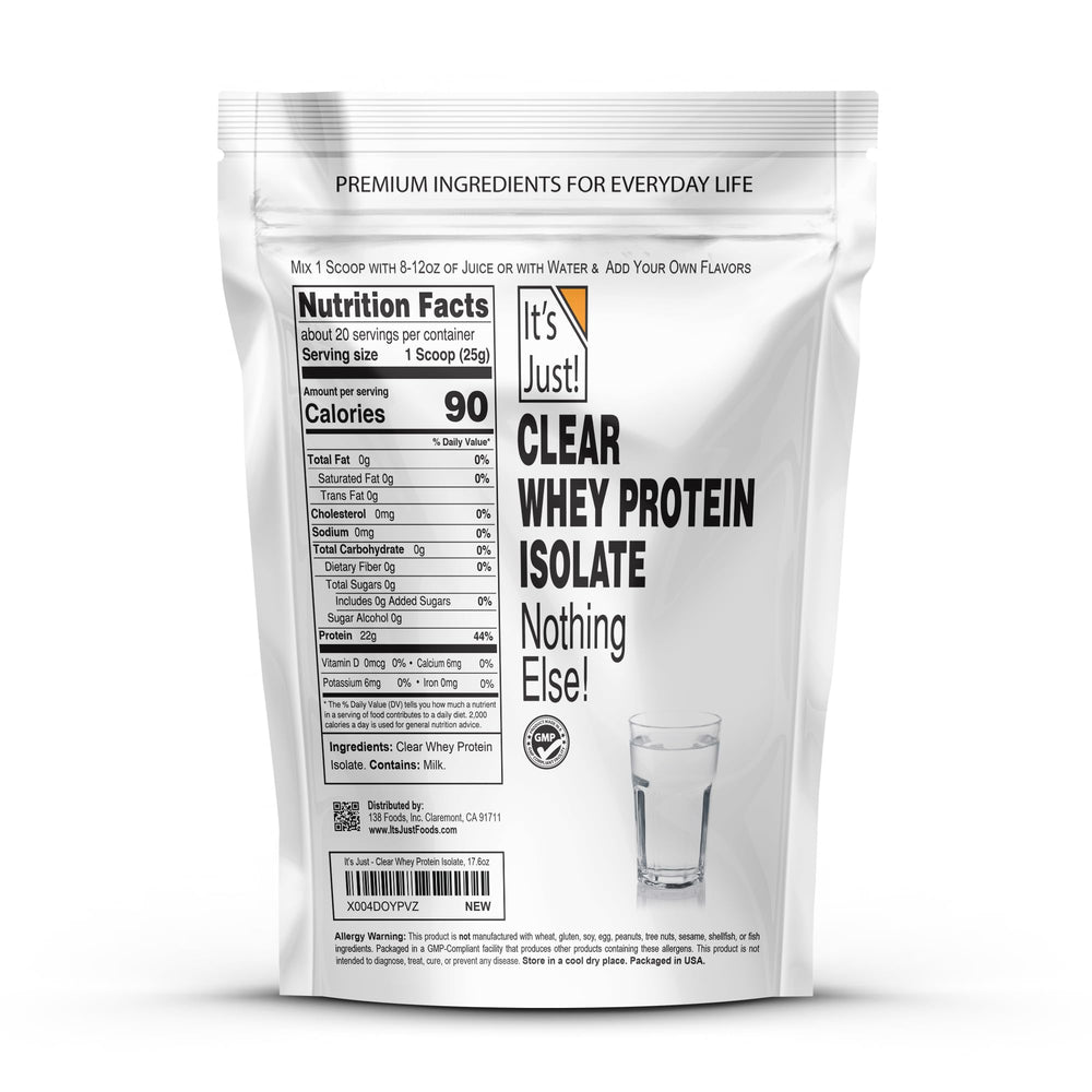 It's Just! Clear Whey Isolate shake glass – quick, refreshing protein drink.