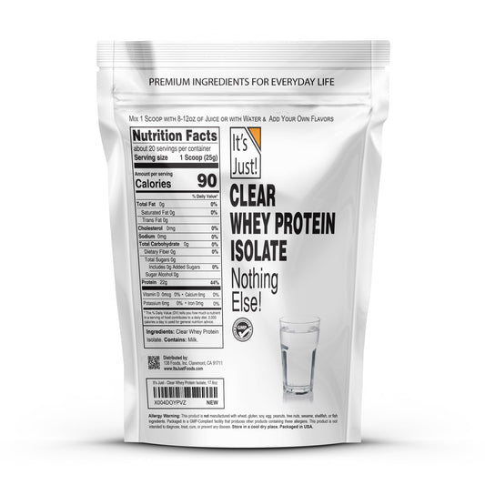 It's Just! Clear Whey Isolate shake glass – quick, refreshing protein drink.