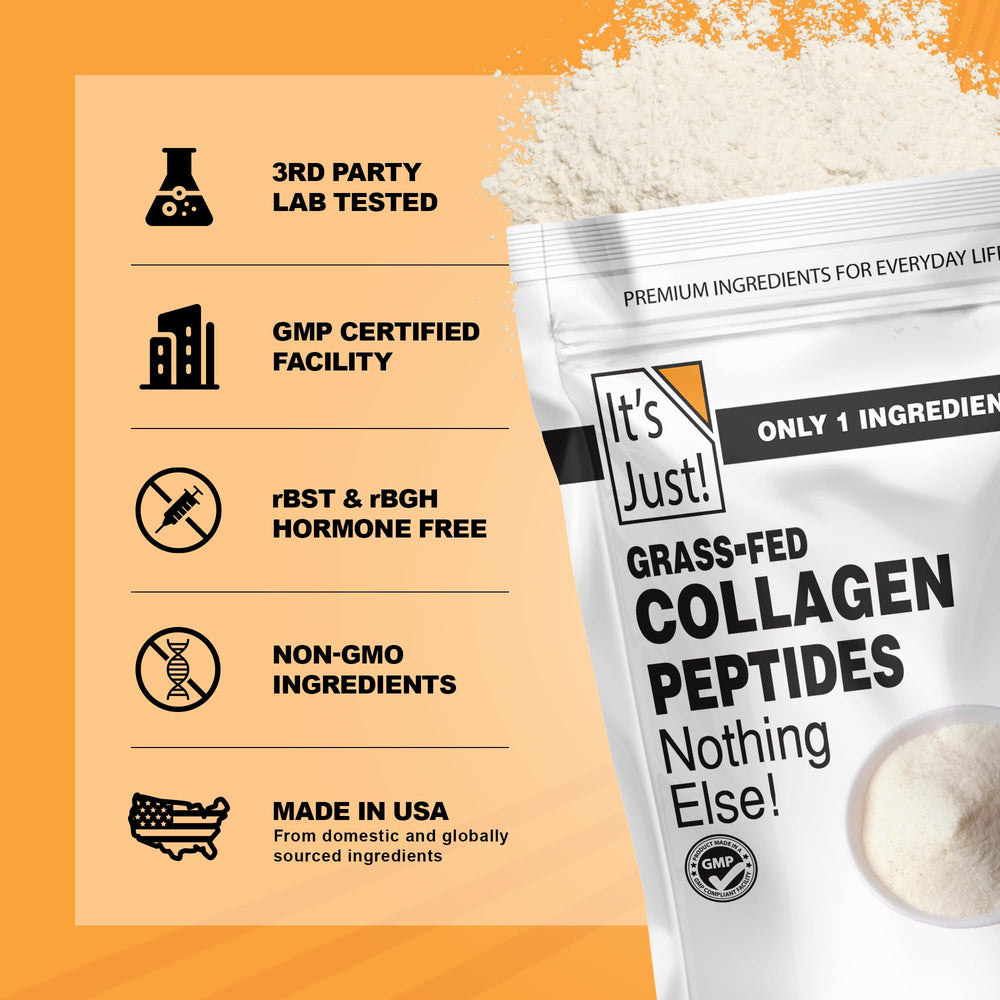 It's Just! Collagen peptides lab-tested-usa signals quality and safety.