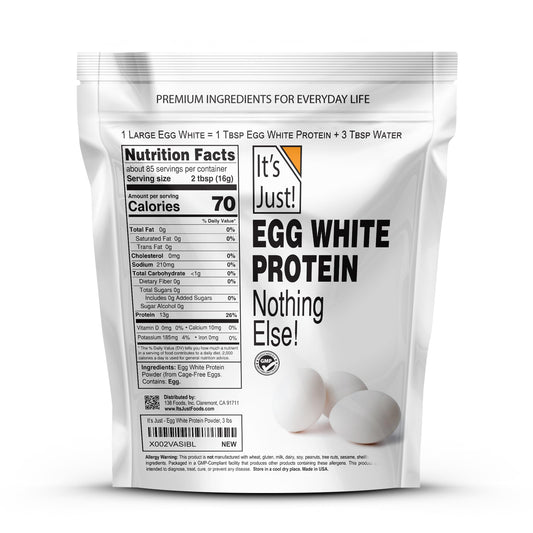 It's Just! egg white protein powder pour for quick protein boosts in recipes