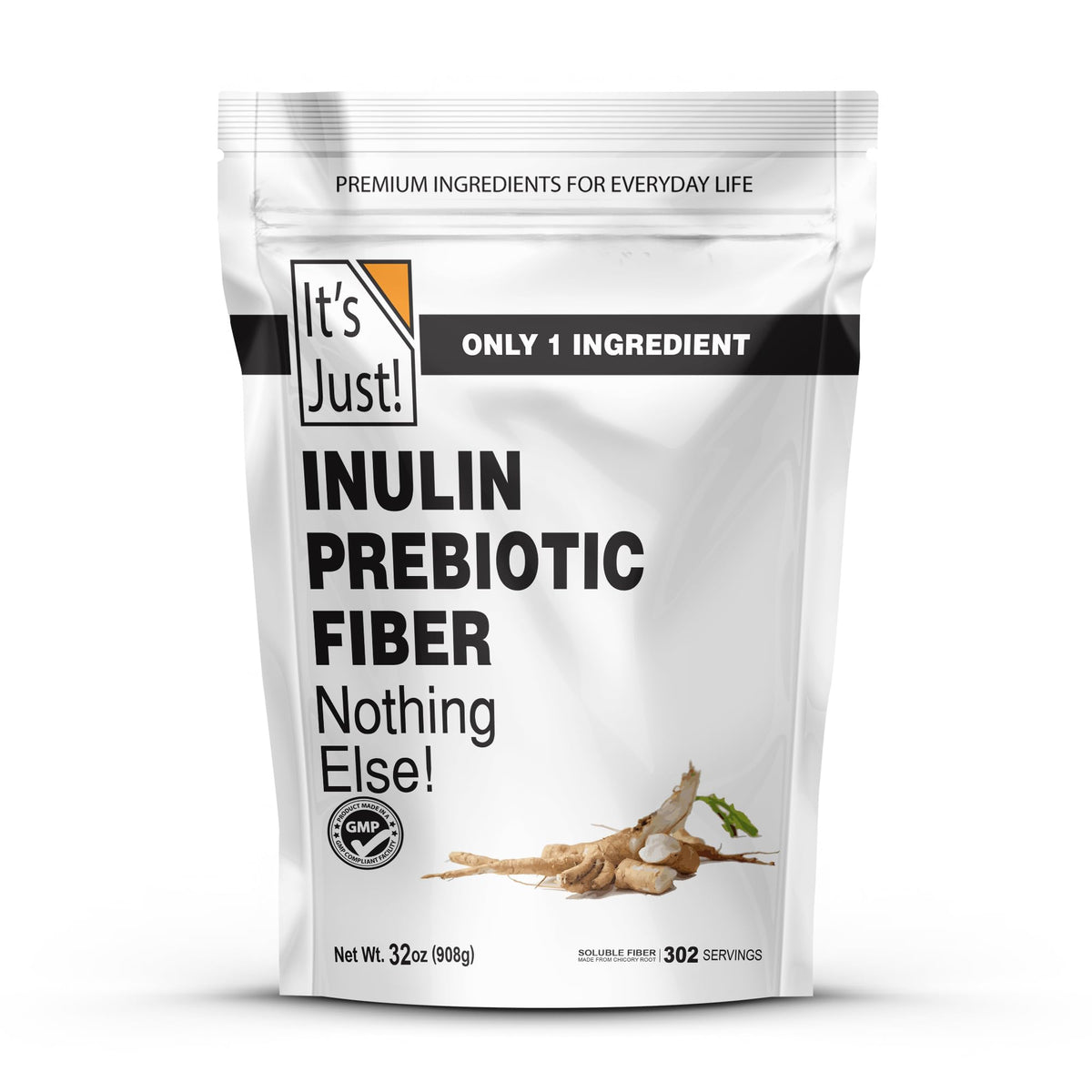 Its Just! inulin prebiotic fiber bottle promotes gut health with easy daily use.