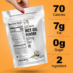 It's Just! MCT Powder in smoothie demonstrates versatile unflavored option.