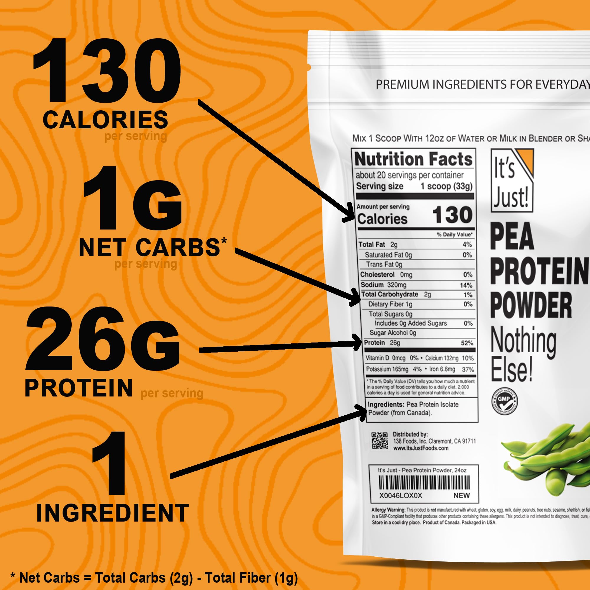 It's Just! smoothie bowl with unflavored pea protein boosts plant-based protein.