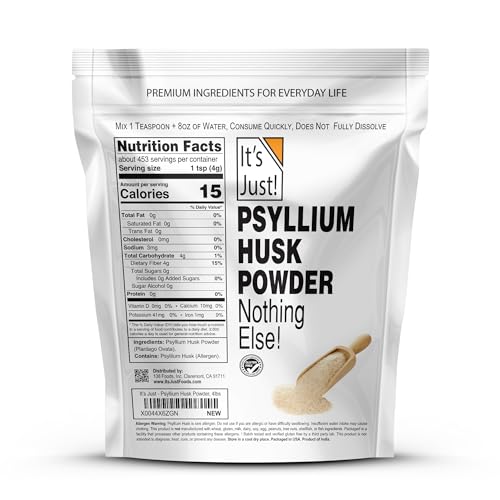 It's Just! psyllium husk powder finely ground close-up shows texture ideal for keto baking