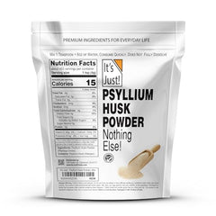 It's Just! psyllium husk powder finely ground close-up shows texture ideal for keto baking