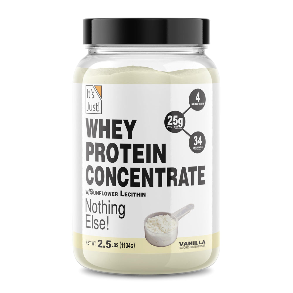 It's Just! whey protein bottle with vanilla flavor for daily protein support.