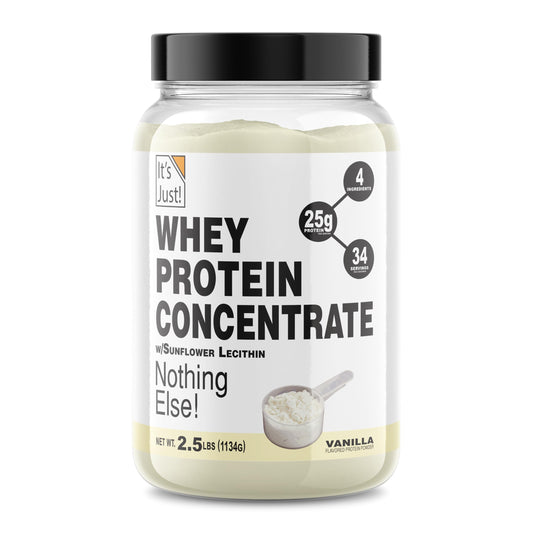 It's Just! whey protein bottle with vanilla flavor for daily protein support.